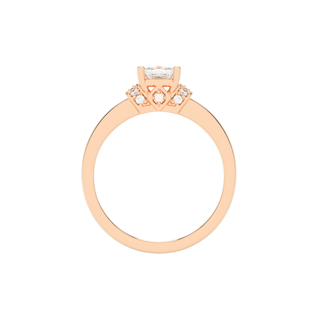 Halencia Four Prong Princess Cut Halo Lab Diamond Ring