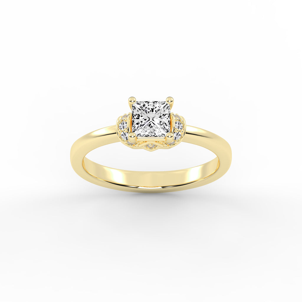 Halencia Four Prong Princess Cut Halo Lab Diamond Ring