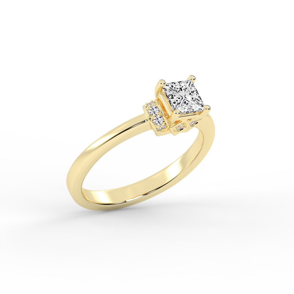 Halencia Four Prong Princess Cut Halo Lab Diamond Ring