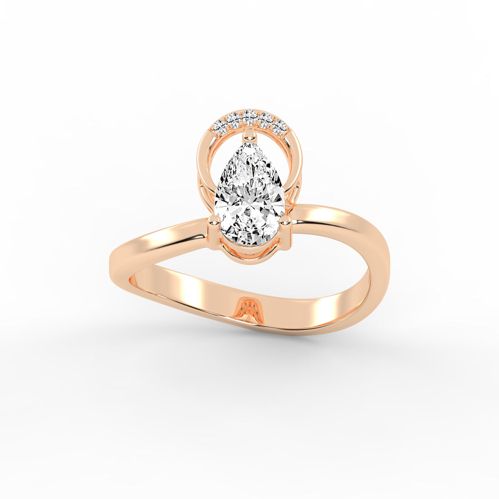Elviona Pear Cut Classic Lab Diamond Ring