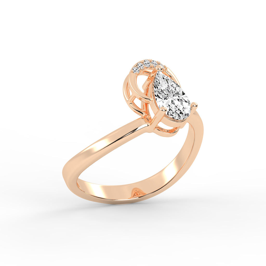 Elviona Pear Cut Classic Lab Diamond Ring