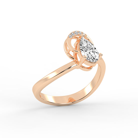 Elviona Pear Cut Classic Lab Diamond Ring