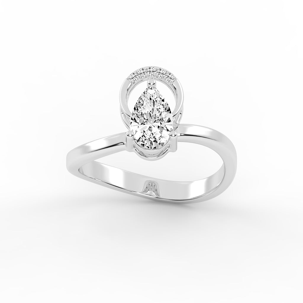 Elviona Pear Cut Classic Lab Diamond Ring