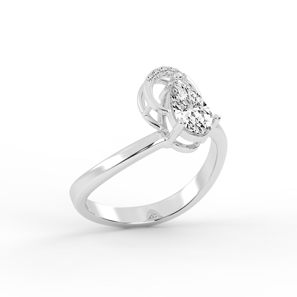 Elviona Pear Cut Classic Lab Diamond Ring