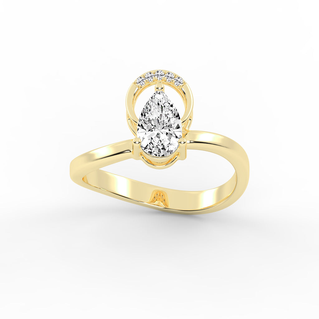 Elviona Pear Cut Classic Lab Diamond Ring