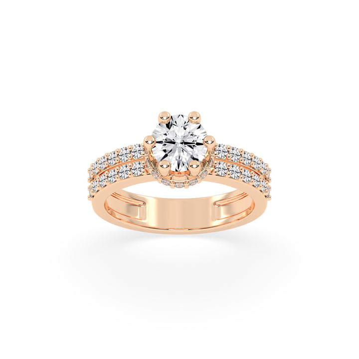 Enamoria Six Prong Round Cut Engagement Lab Diamond Ring