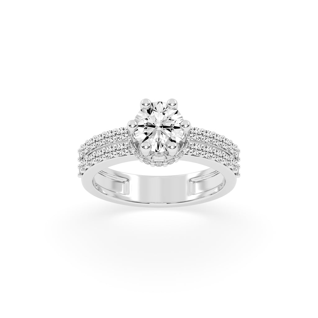 Enamoria Six Prong Round Cut Engagement Lab Diamond Ring