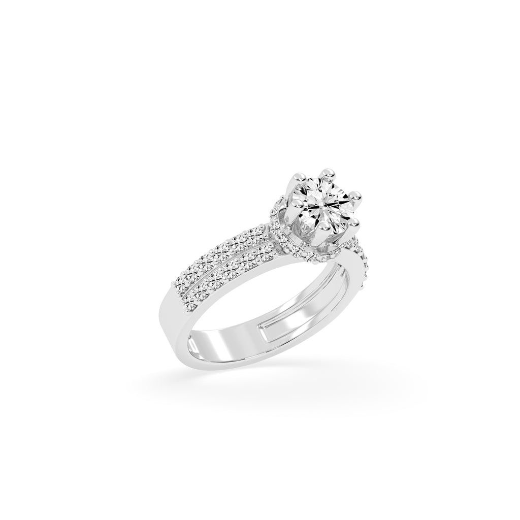 Enamoria Six Prong Round Cut Engagement Lab Diamond Ring