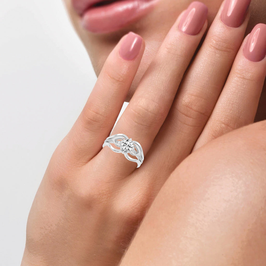 Celestium Split Shank Round Cut Classic Lab Diamond Ring