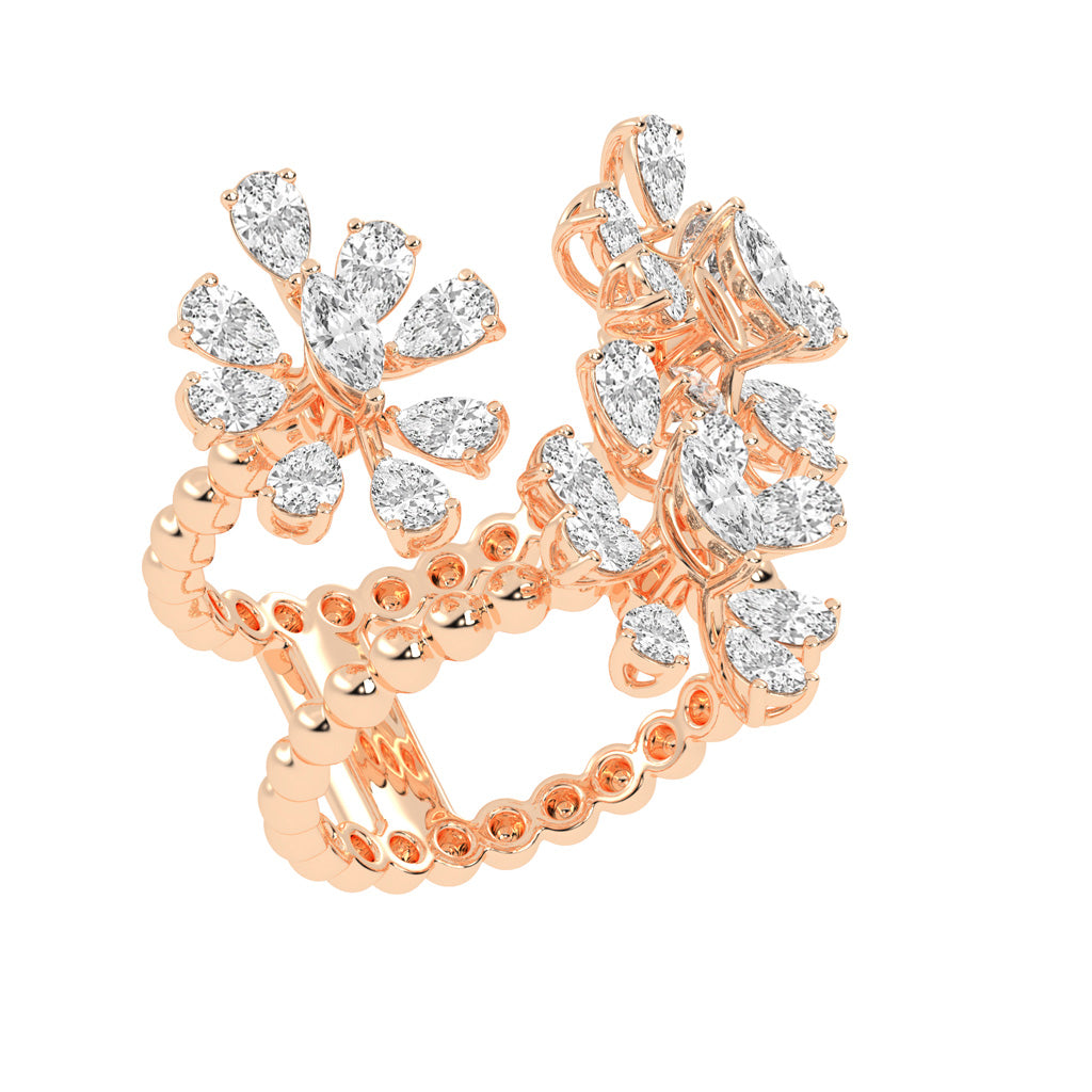 Diamond Blossom Cluster Ring