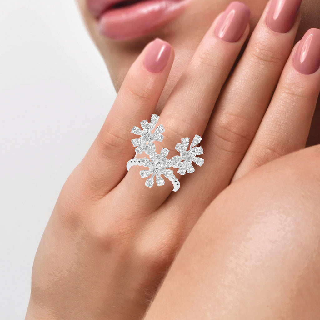 Diamond Blossom Cluster Ring