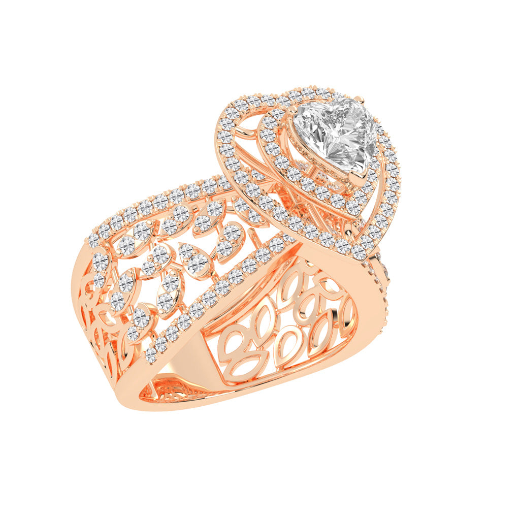Romantic Heart Diamond Statement Ring