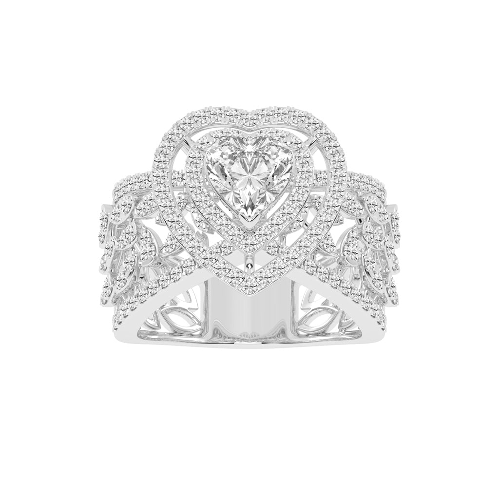 Romantic Heart Diamond Statement Ring