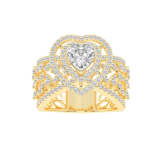Romantic Heart Diamond Statement Ring