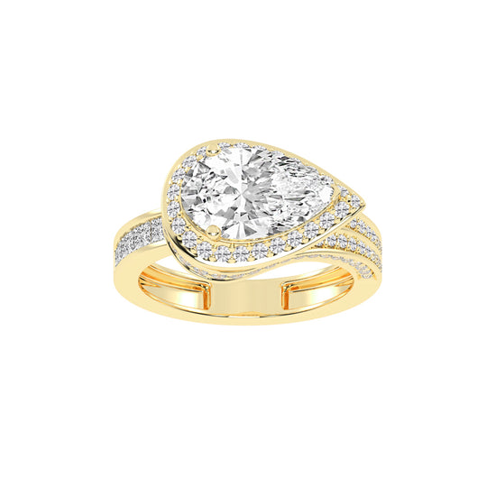 Luminous Wave Diamond Solitaire Ring