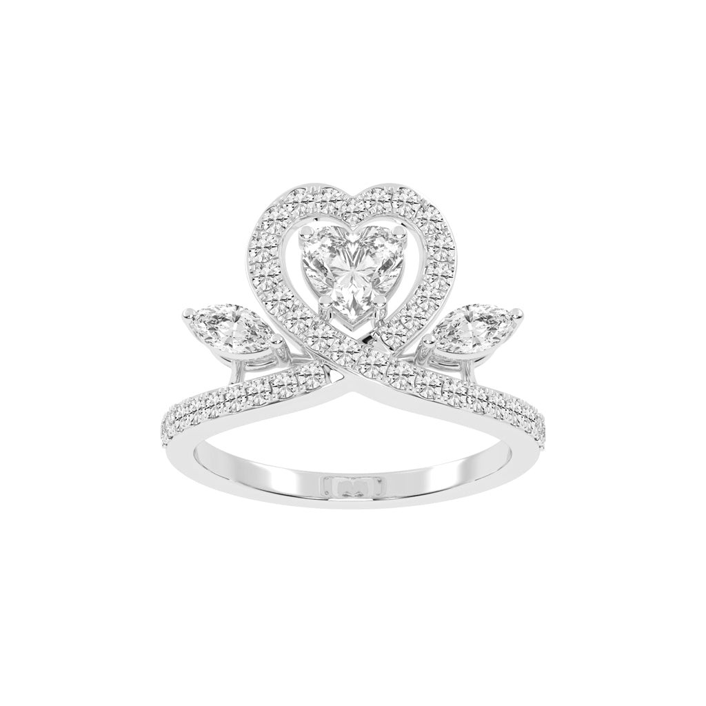 Romantic Heart Diamond Statement Ring