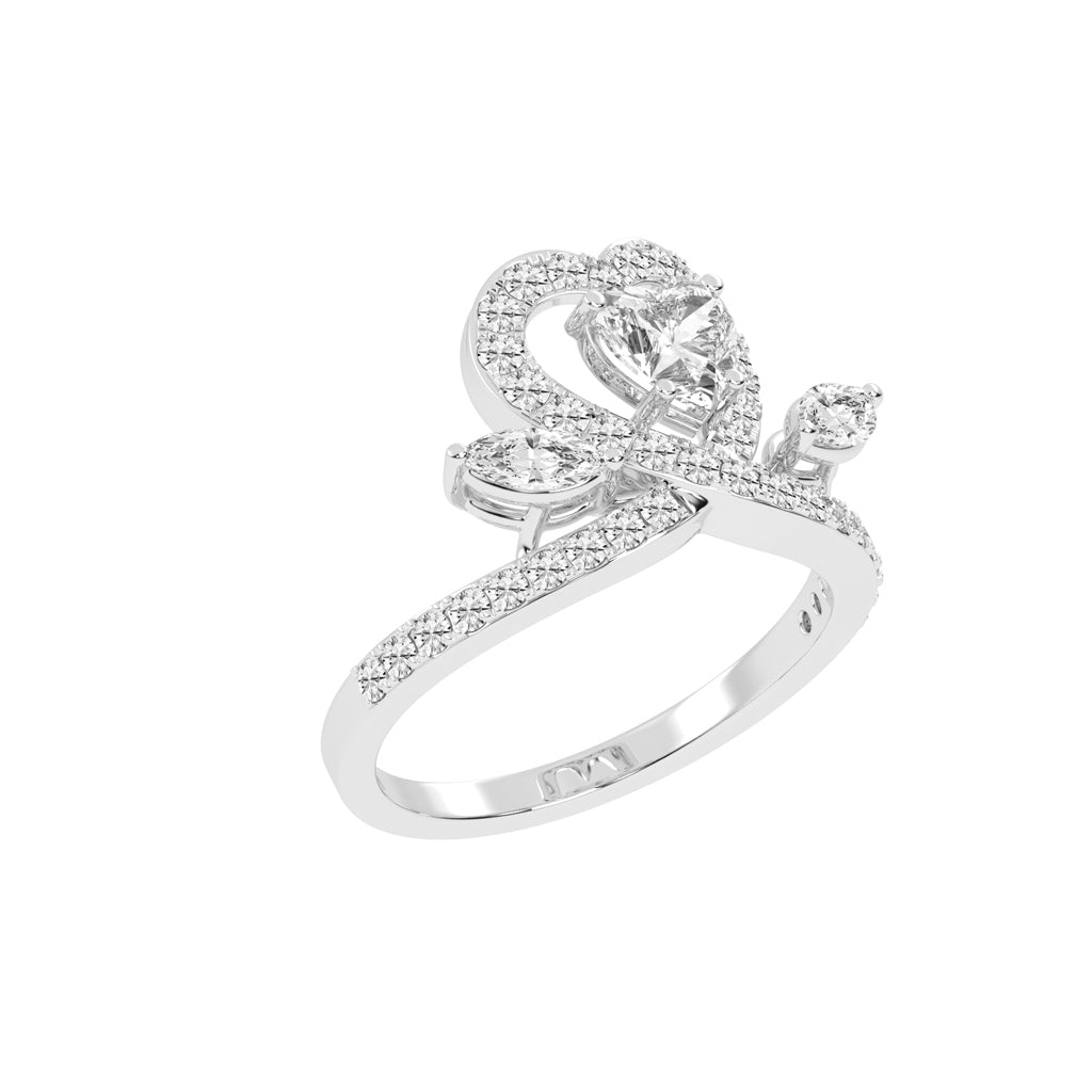 Romantic Heart Diamond Statement Ring