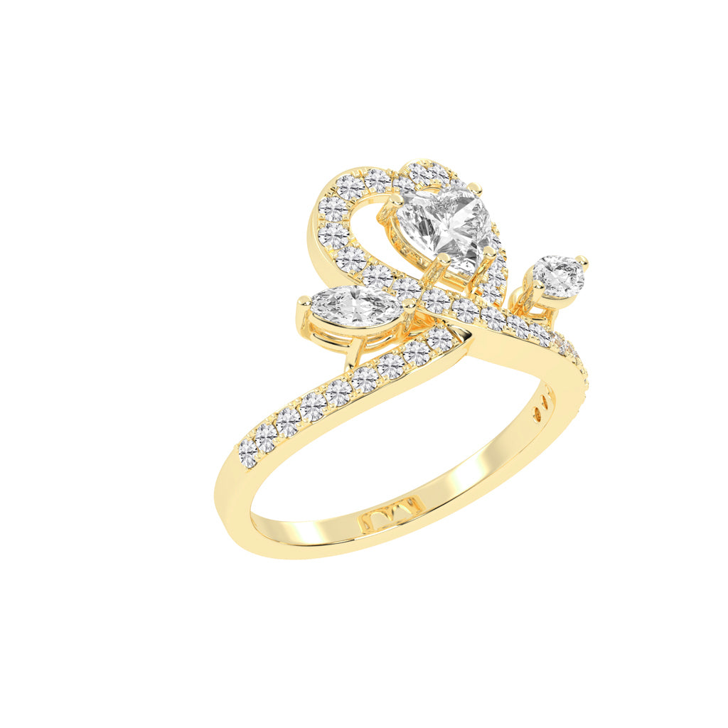 Romantic Heart Diamond Statement Ring