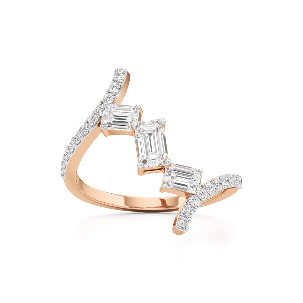 Modern Diamond Wrap Ring with Emerald