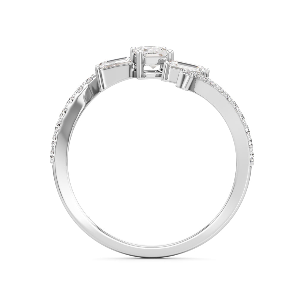 Modern Diamond Wrap Ring with Emerald