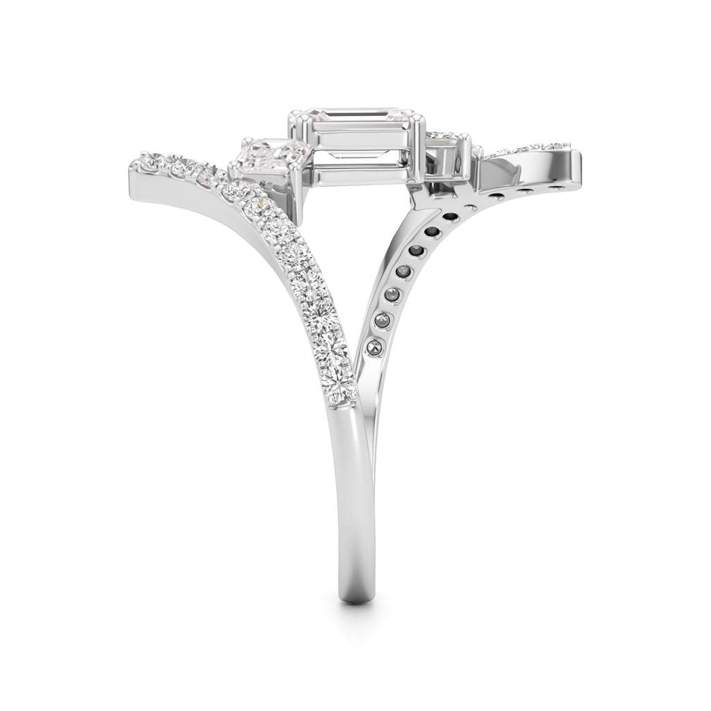 Modern Diamond Wrap Ring with Emerald