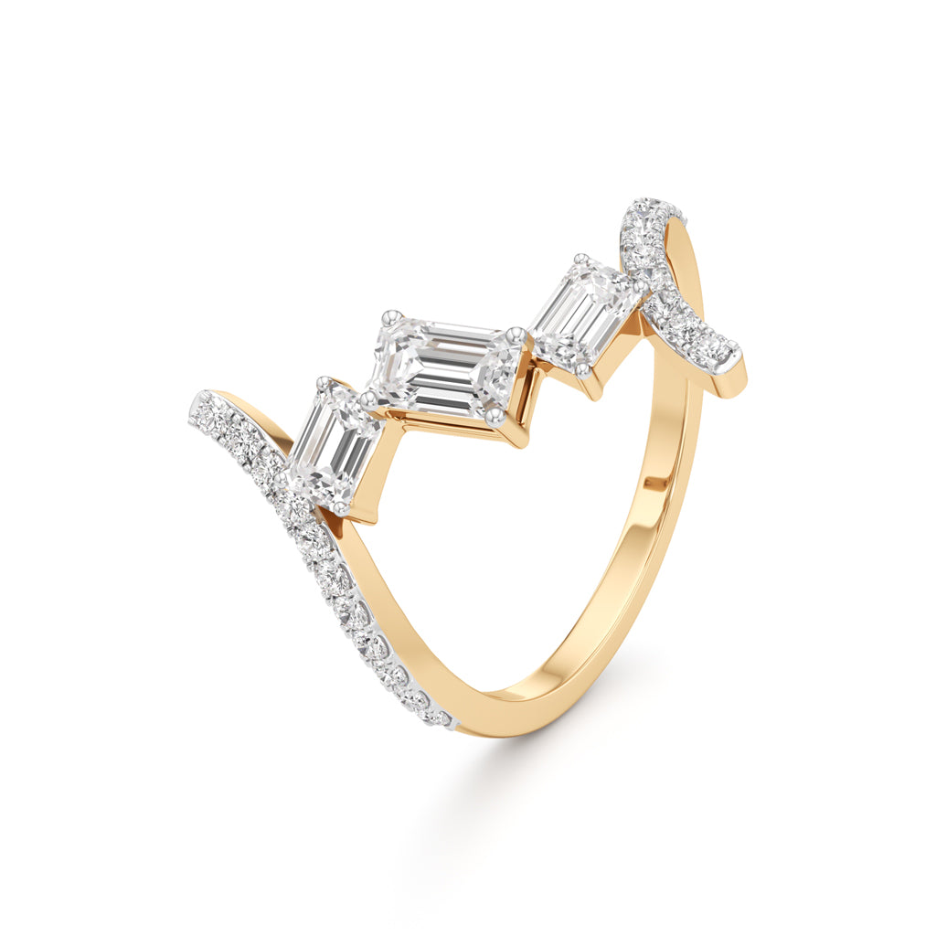 Modern Diamond Wrap Ring with Emerald