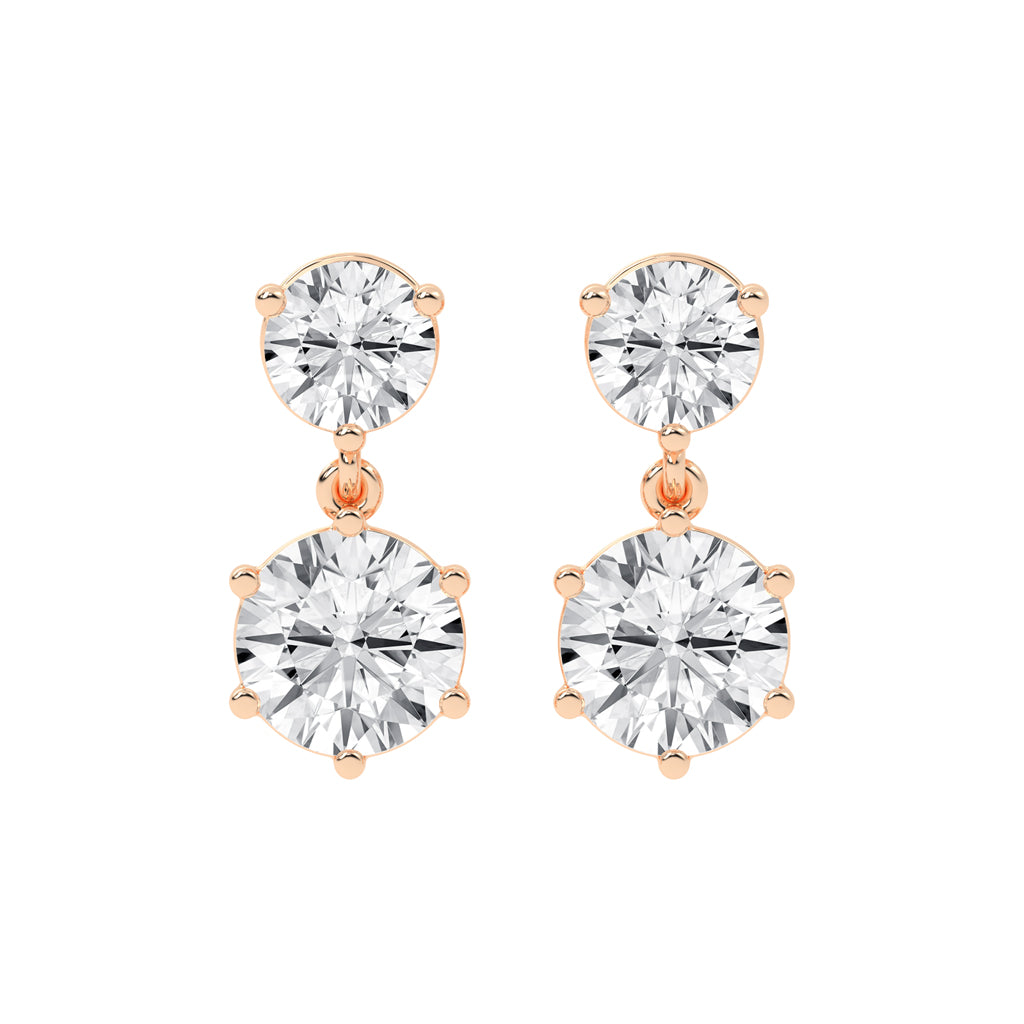 Classic Two-Stone Diamond Drop Earrings