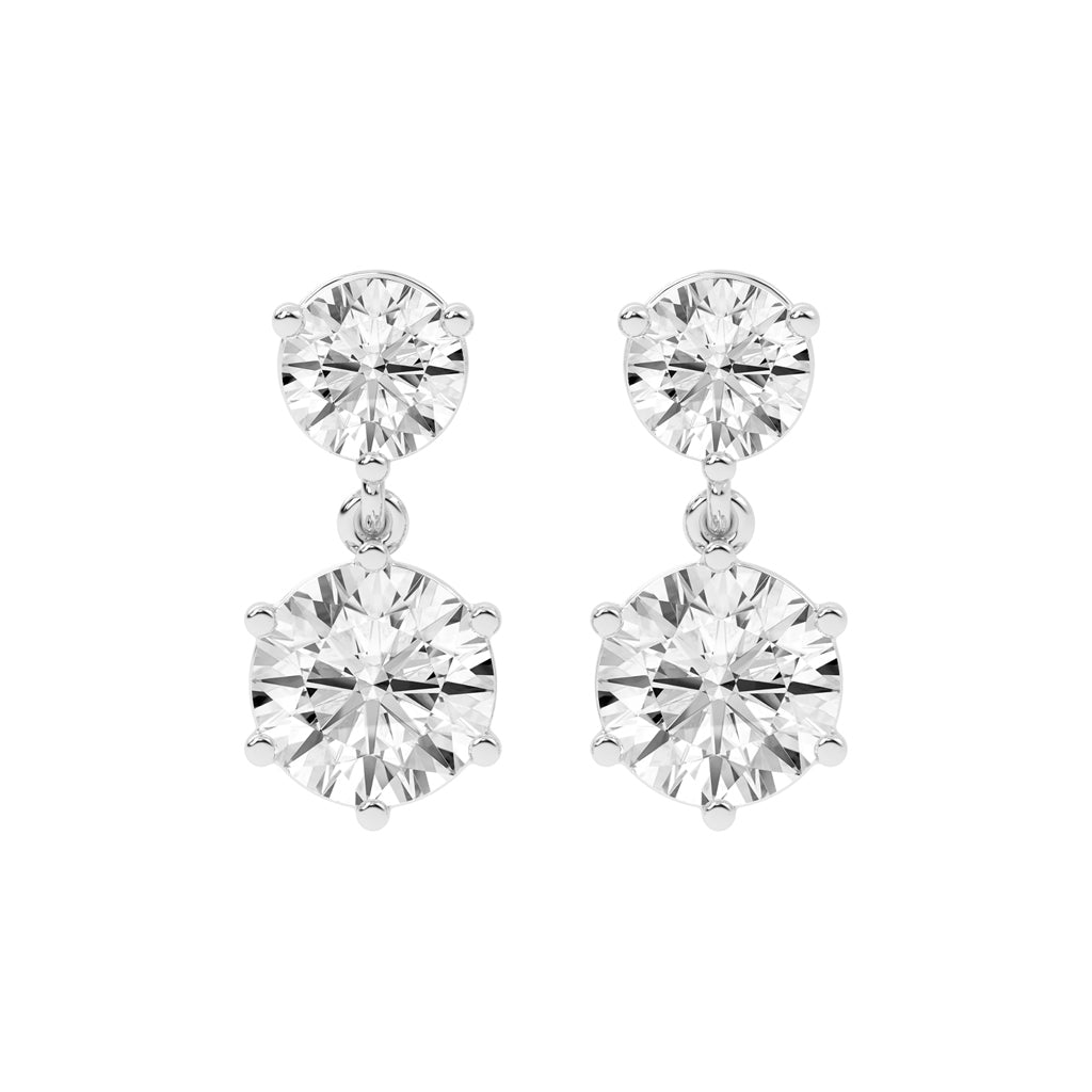 Classic Two-Stone Diamond Drop Earrings