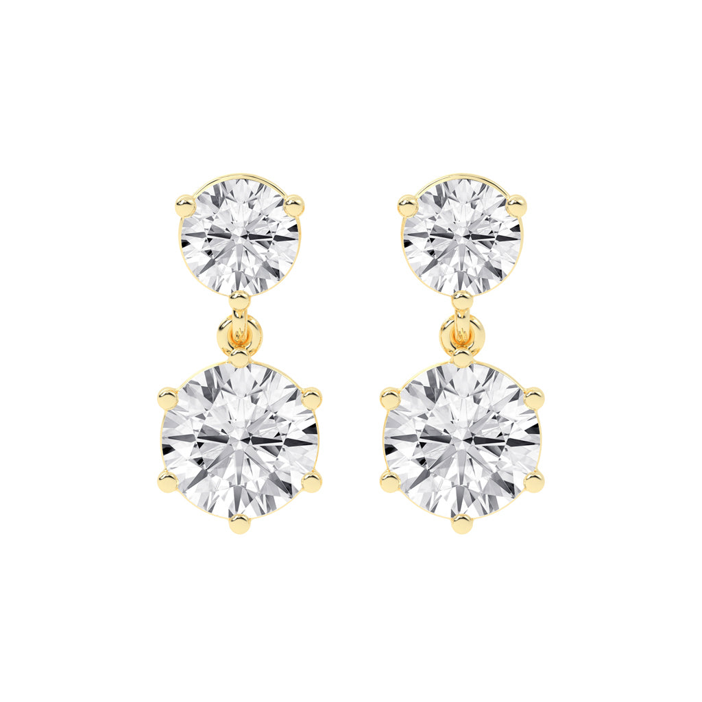 Classic Two-Stone Diamond Drop Earrings