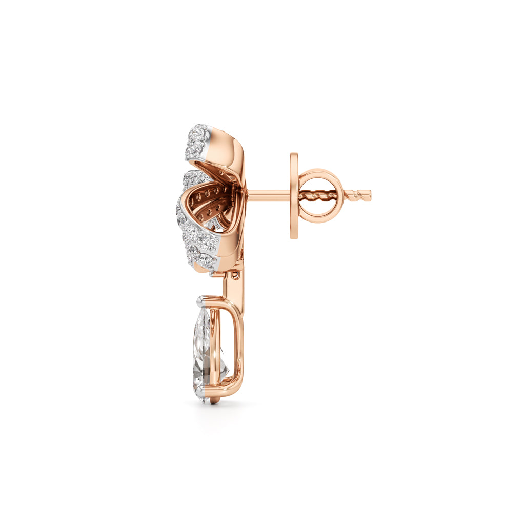 Diamond Ribbon Drop Earrings
