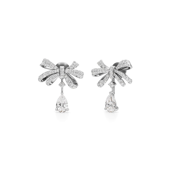 Diamond Ribbon Drop Earrings