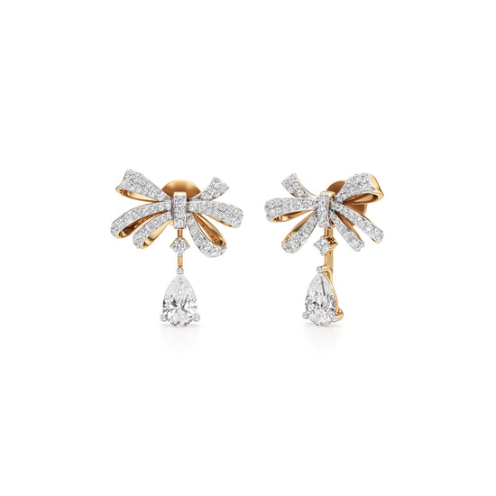 Diamond Ribbon Drop Earrings