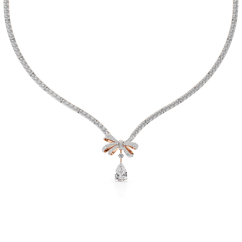 Diamond Ribbon Drop Necklace