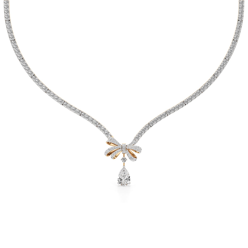 Diamond Ribbon Drop Necklace
