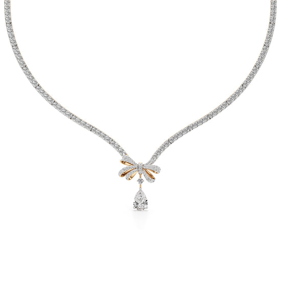 Diamond Ribbon Drop Necklace