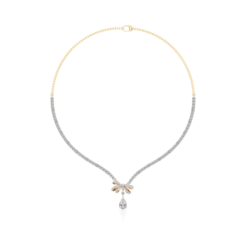 Diamond Ribbon Drop Necklace