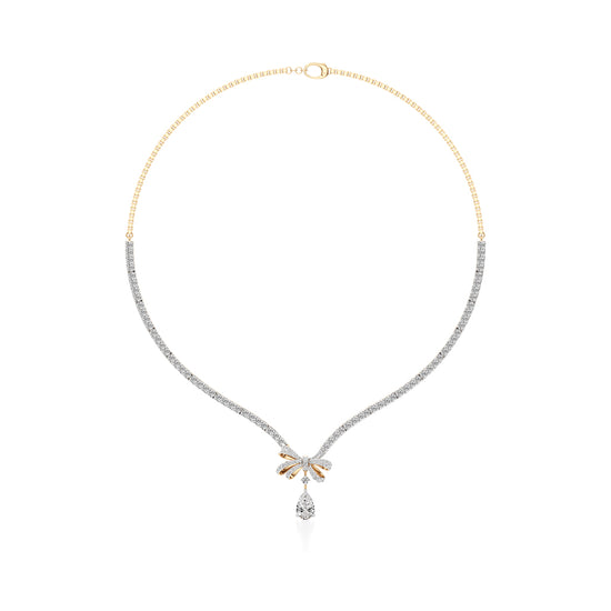 Diamond Ribbon Drop Necklace