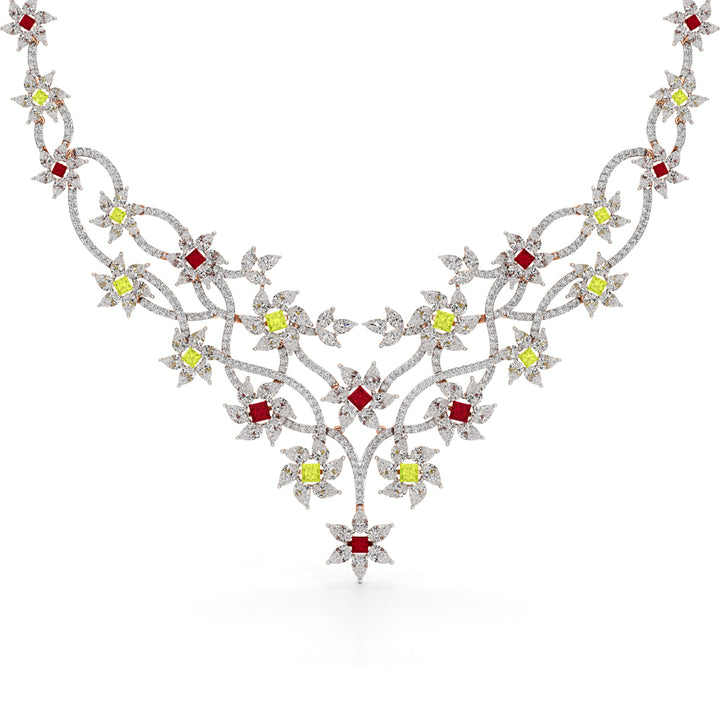 Diamond & Multi-Color Bloom Statement Necklace