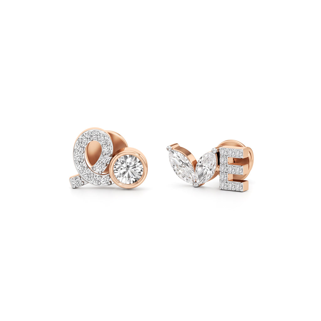 Diamond "Love" Stud Earrings