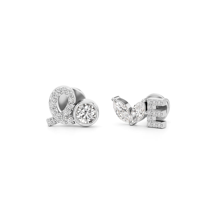 Diamond "Love" Stud Earrings