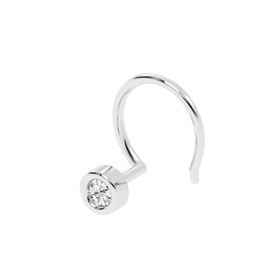 Bezel Set Solitaire Nose Hoop