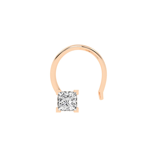 Elegant Princess-Cut Diamond Nose Stud