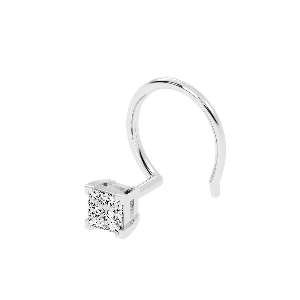 Elegant Princess-Cut Diamond Nose Stud