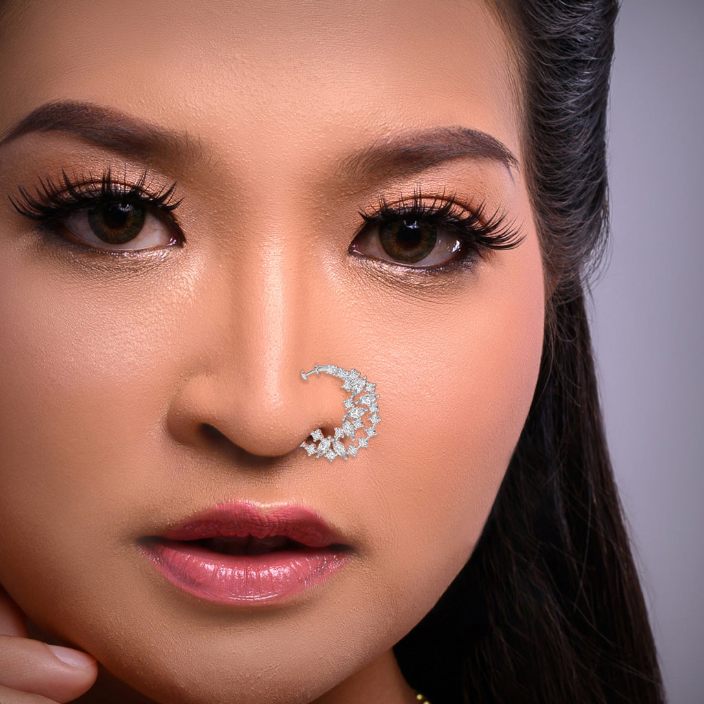Luminous Diamond Swirl Piercing Stud Nose Pin