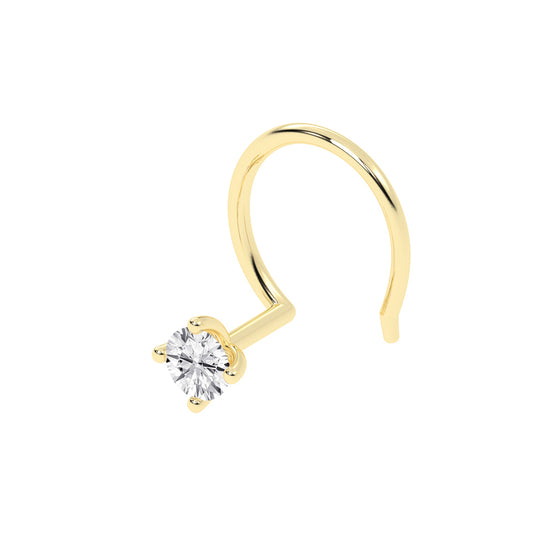 Dazzling Round Diamond U-Bend Nose Ring