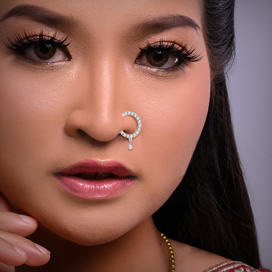 Radiant Teardrop Dangle Nose Hoop