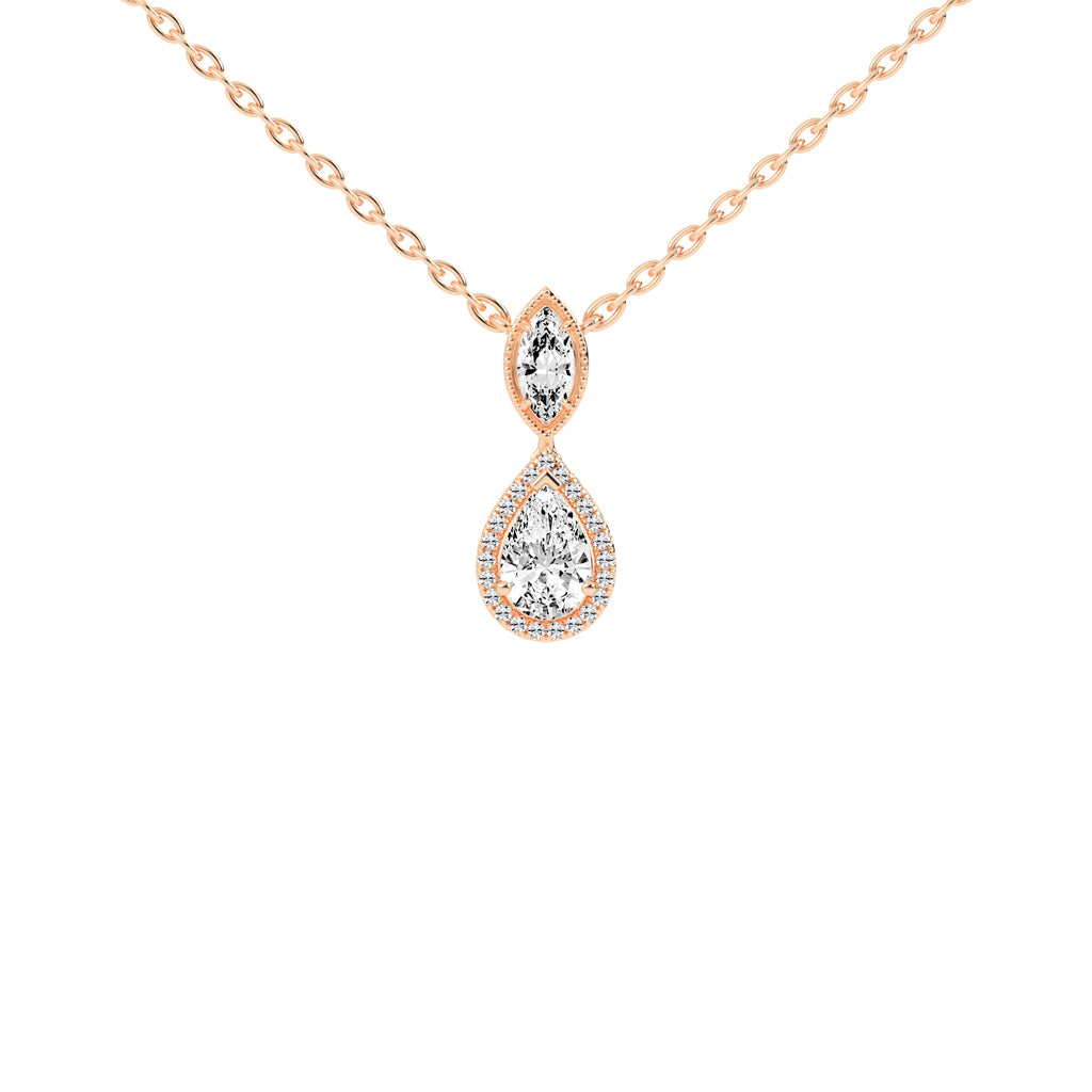 Novae Tear Drop Pear Cut Halo Lab Diamond Pendant