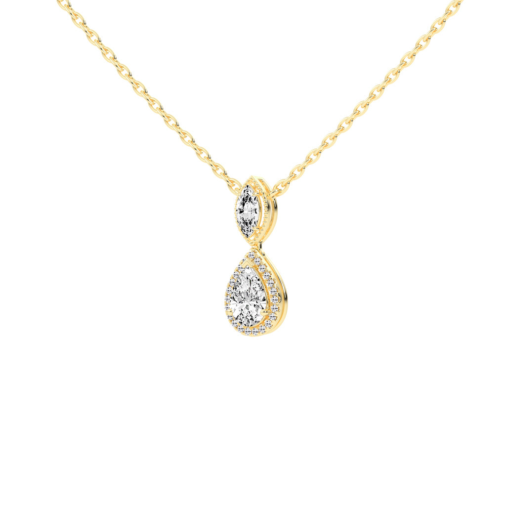 Novae Tear Drop Pear Cut Halo Lab Diamond Pendant