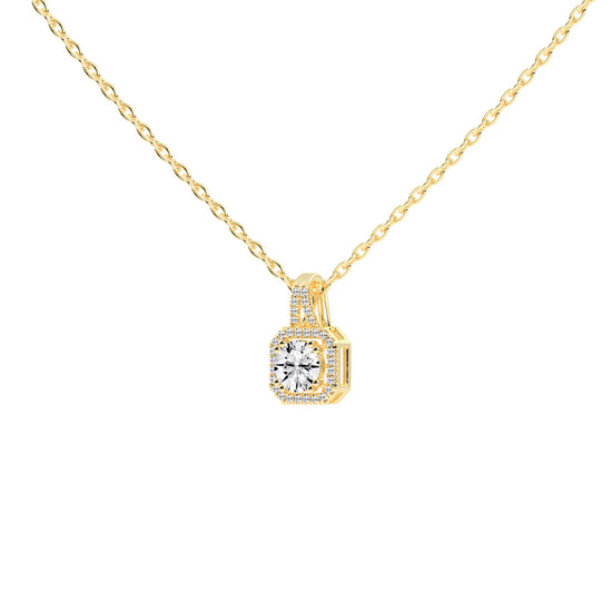 Irisia Stone Studded Round Cut Halo Lab Diamond Pendant