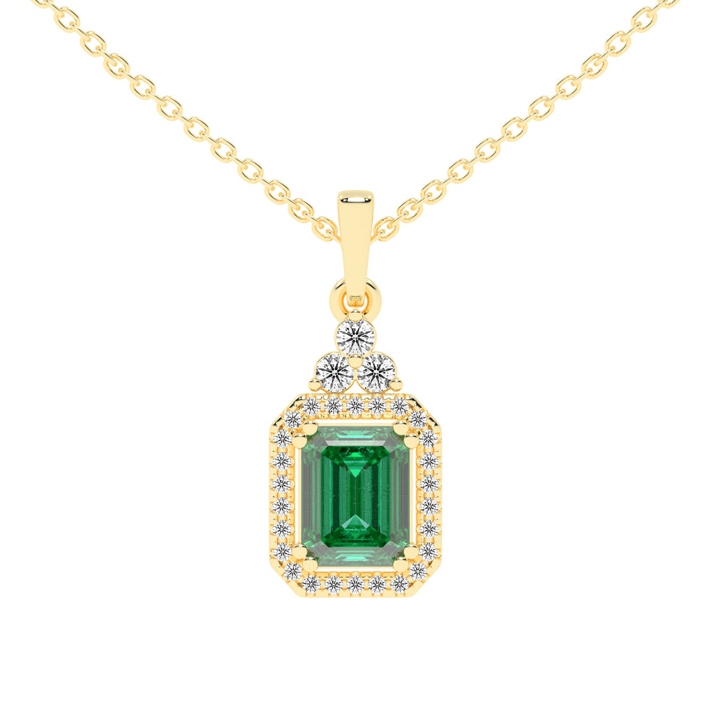 Odessa Classic Emerald Cut Halo Lab Diamond Pendant